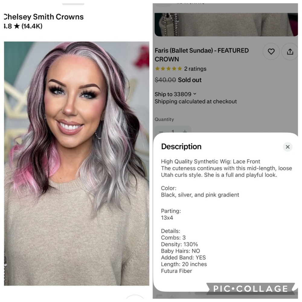 CSC Chelsey Smith Standard Faris Ballet Sundae NWLT Synthetic Lace Front Wig